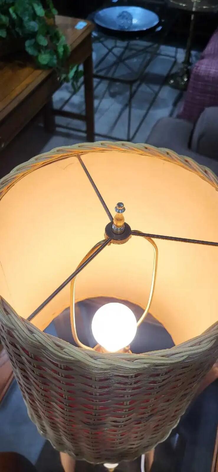 Wicker Table Lamp 24 Inch with Wooden Base