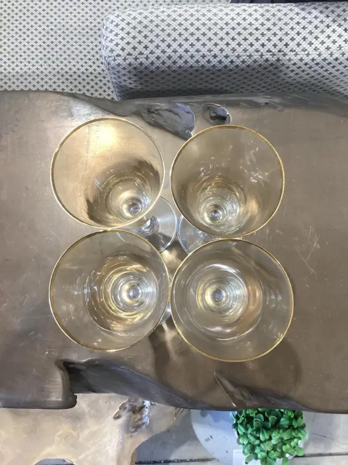 Gold Rimmed Champagne Flutes - 4 Available