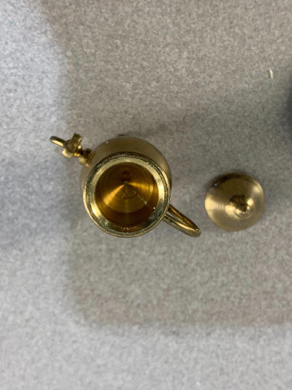 Miniature Brass Coffee/Tea Pot with Round Tray -Dollhouse Accessories.