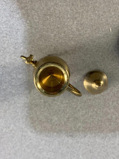Miniature Brass Coffee/Tea Pot with Round Tray -Dollhouse Accessories.