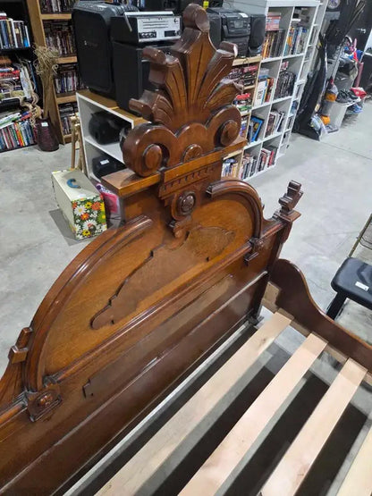Antique Wooden Full Bed Frame & Mattress