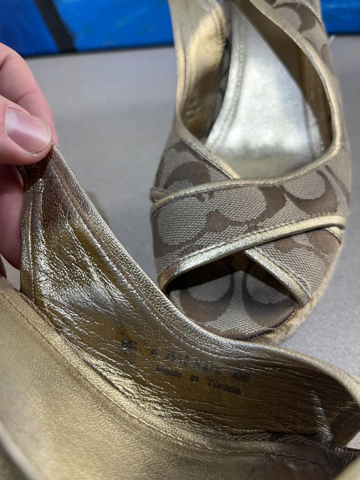 Women’s Coach Espadrille Wedge Sandals (Beige, Size 9 US)