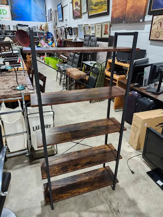 5-Tier Rustic Brown Bookshelf