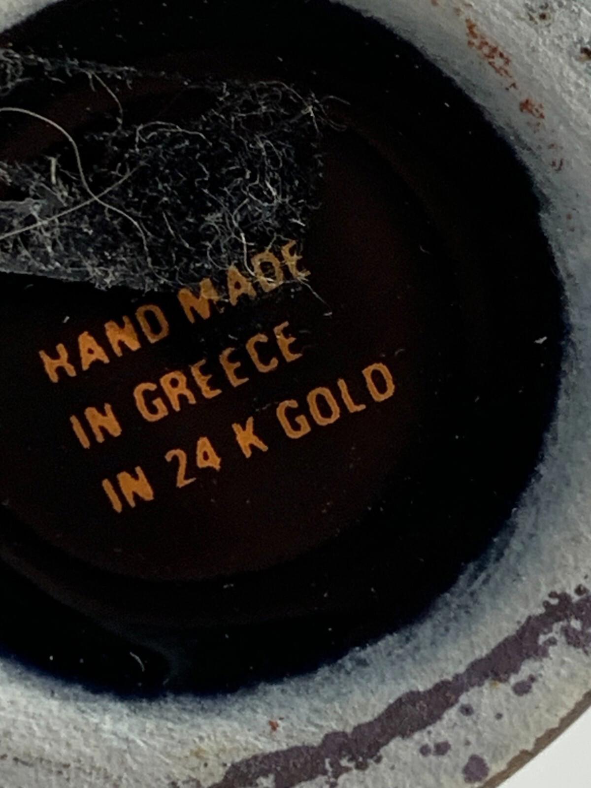 Magnifique vase grec vintage fait main rehaussé d’or, or 24 carats