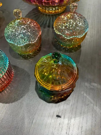 Rainbow Glass Bowls and Jars -set