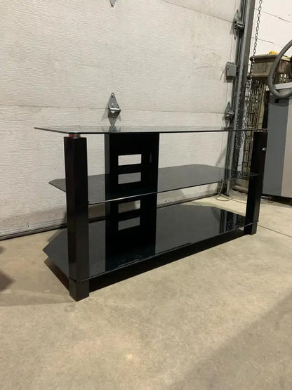 Black and Chrome Glass TV Stand