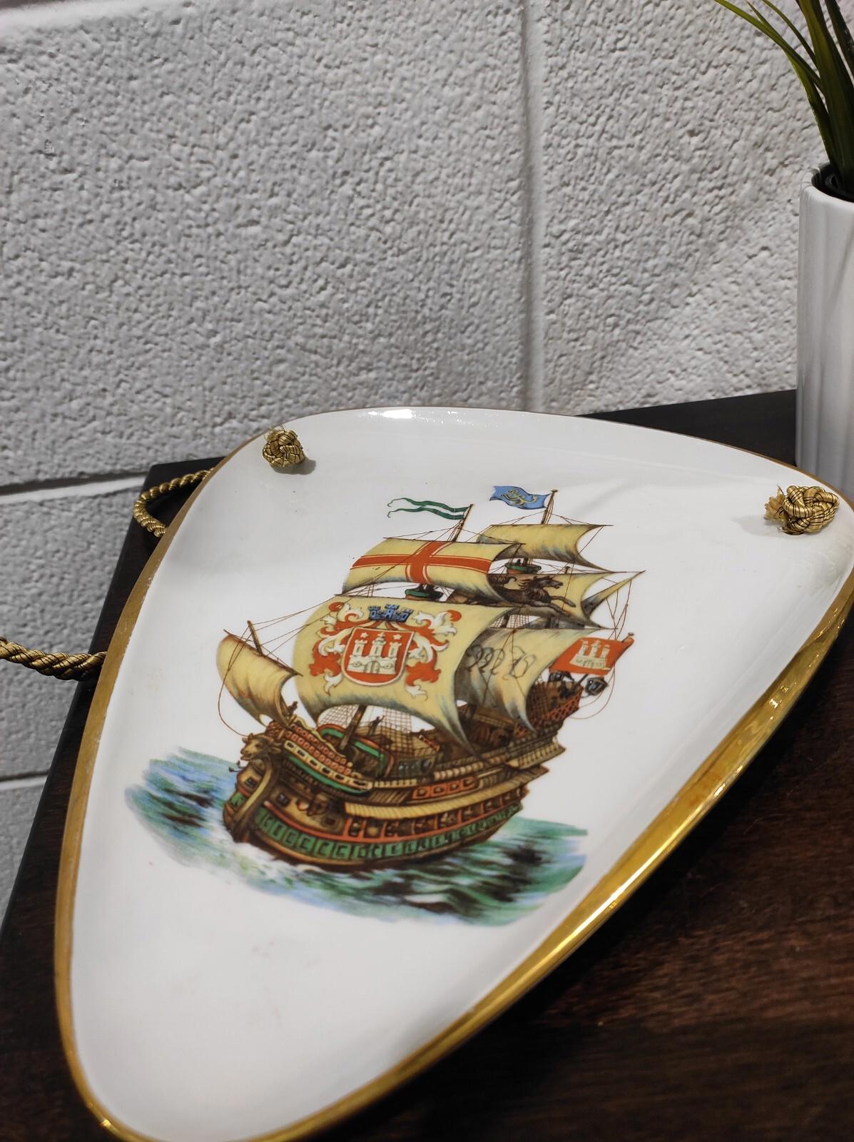 Alka Kunst Porcelain Plate Triangular  Wall Hanging Bavaria Set of 2