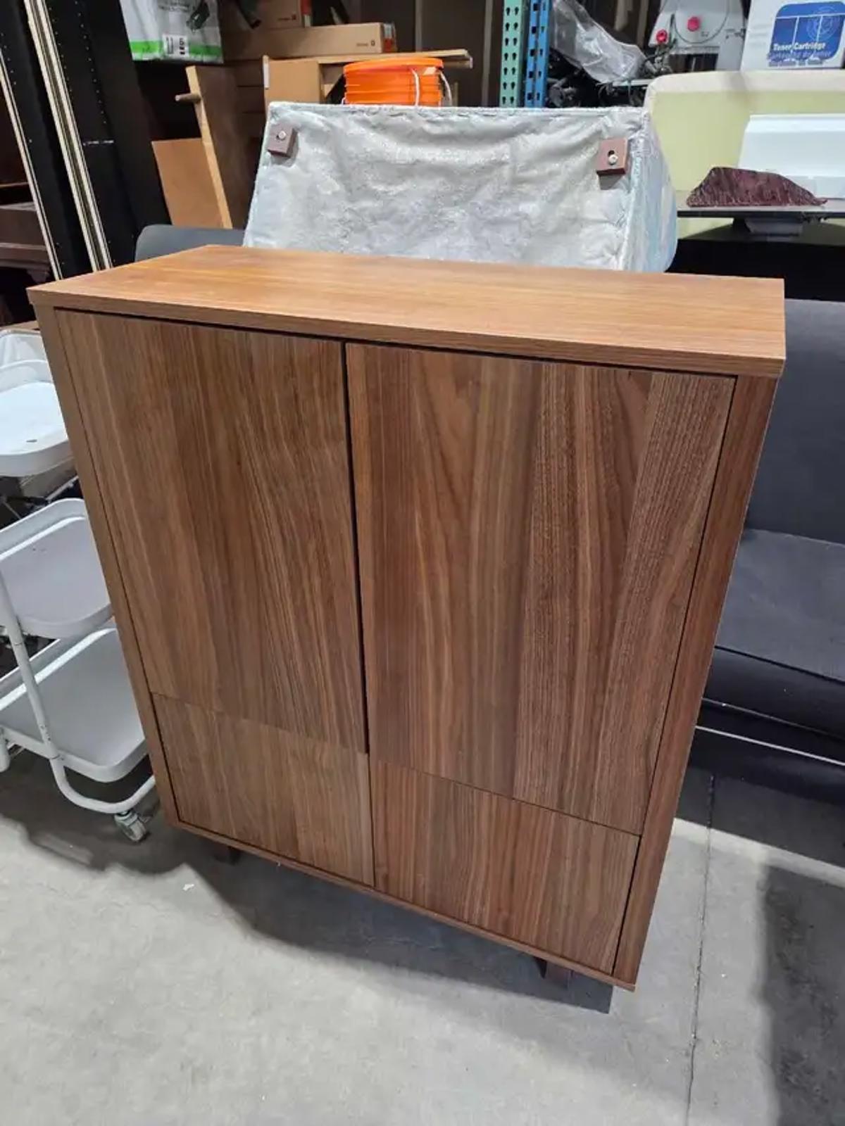 Walnut 2-Door Cabinet with Drawers