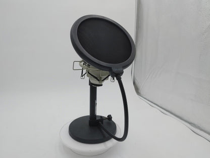 Excellent Condition MXL 990 Microphone Silver Untested + Stand & Pop Filter