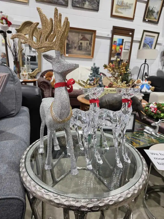 Crystal Reindeer Figurines x3