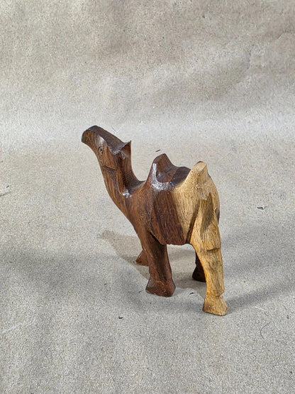 Vintage Egyptian Medium Wood Camel Hand Carved Animal Figurine 4" X 3"