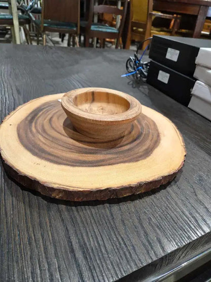 Wood Chip & Bowl 14" Serving Set