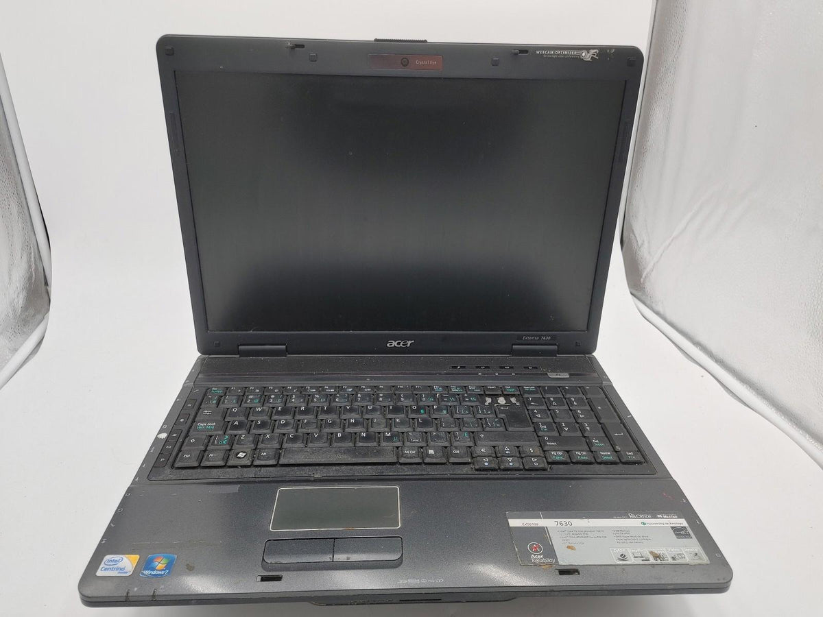 Ordinateur portable Acer Extensa 7630 17 pouces C2D 2,2 GHz 2 Go de RAM 250 Go HDD SANS SYSTÈME D’EXPLOITATION Testé et fonctionnel