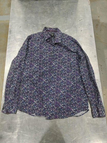 Brand New Grafton Slim Fit Navy/Purple Button-down Shirt Size L