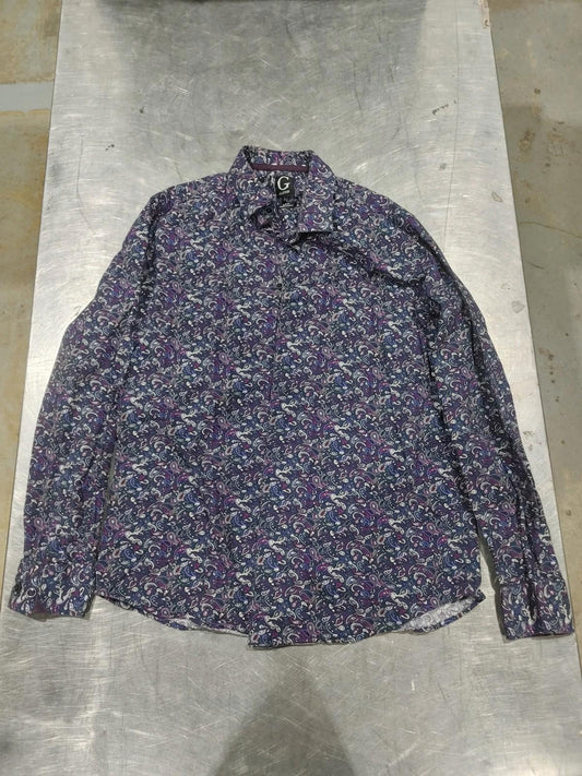 Brand New Grafton Slim Fit Navy/Purple Button-down Shirt Size L