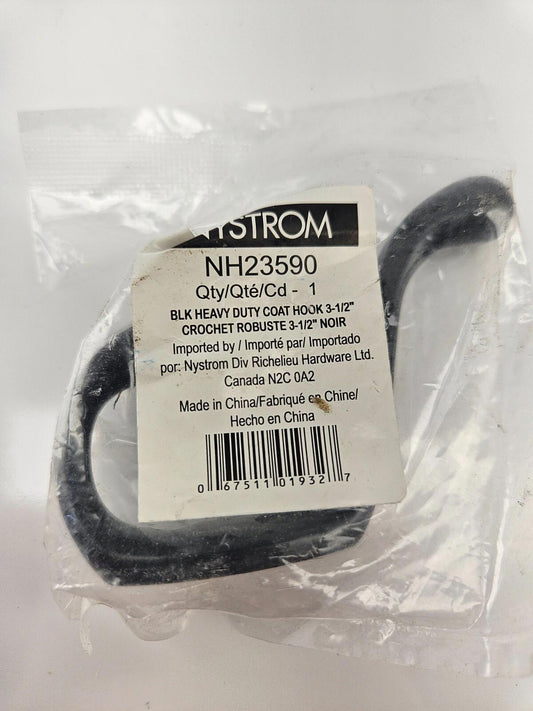 Lot of 4 - Nystrom 3-1/2 in Black Heaby Duty Decorative Wall Hooks