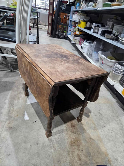 Rustic Wood Drop Leaf Side Table