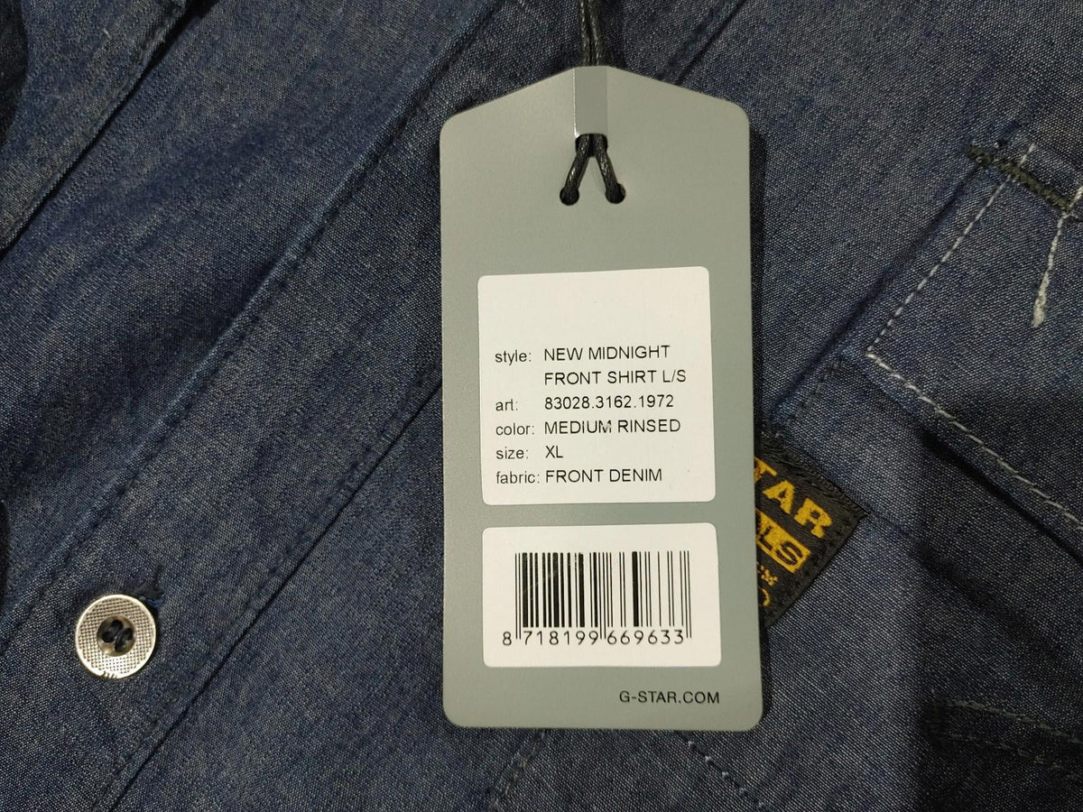 G-STAR RAW Neuf Chemise Midnight New Manches Longues Medium Rinsed Taille XL Denim