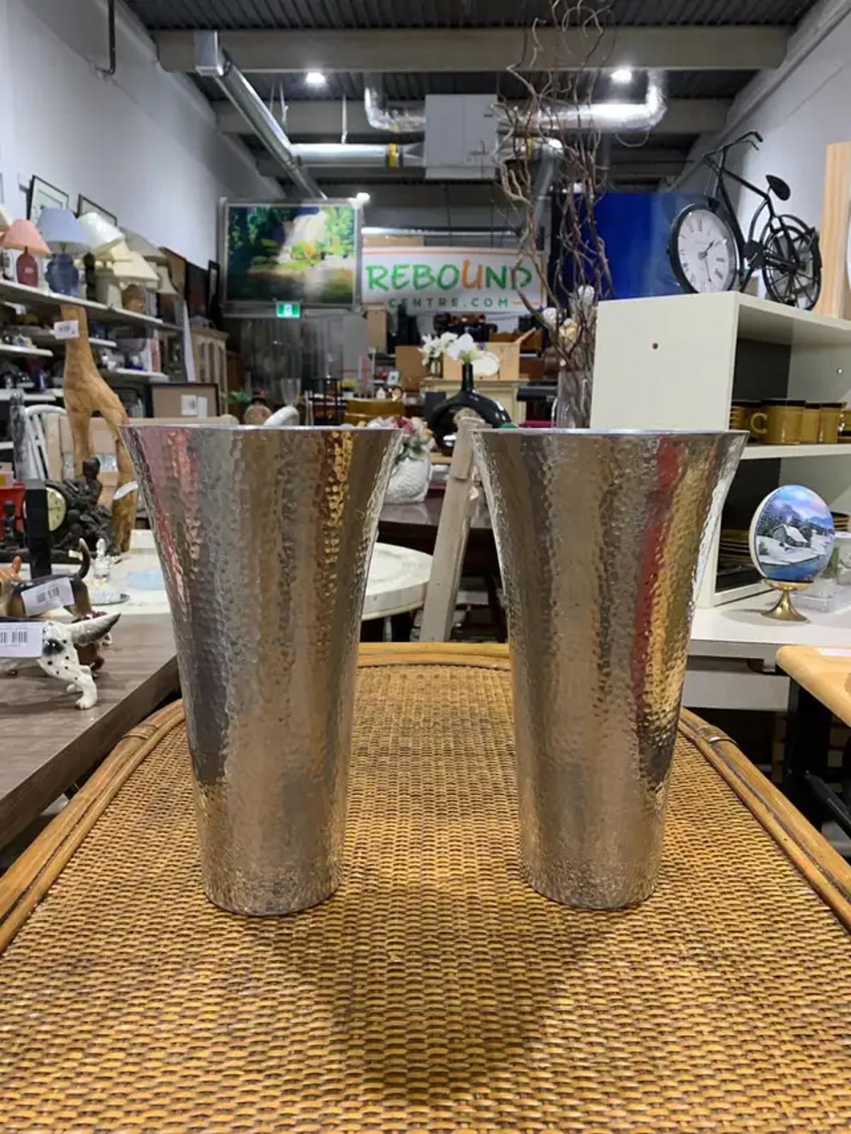 Hammered Silver Vases