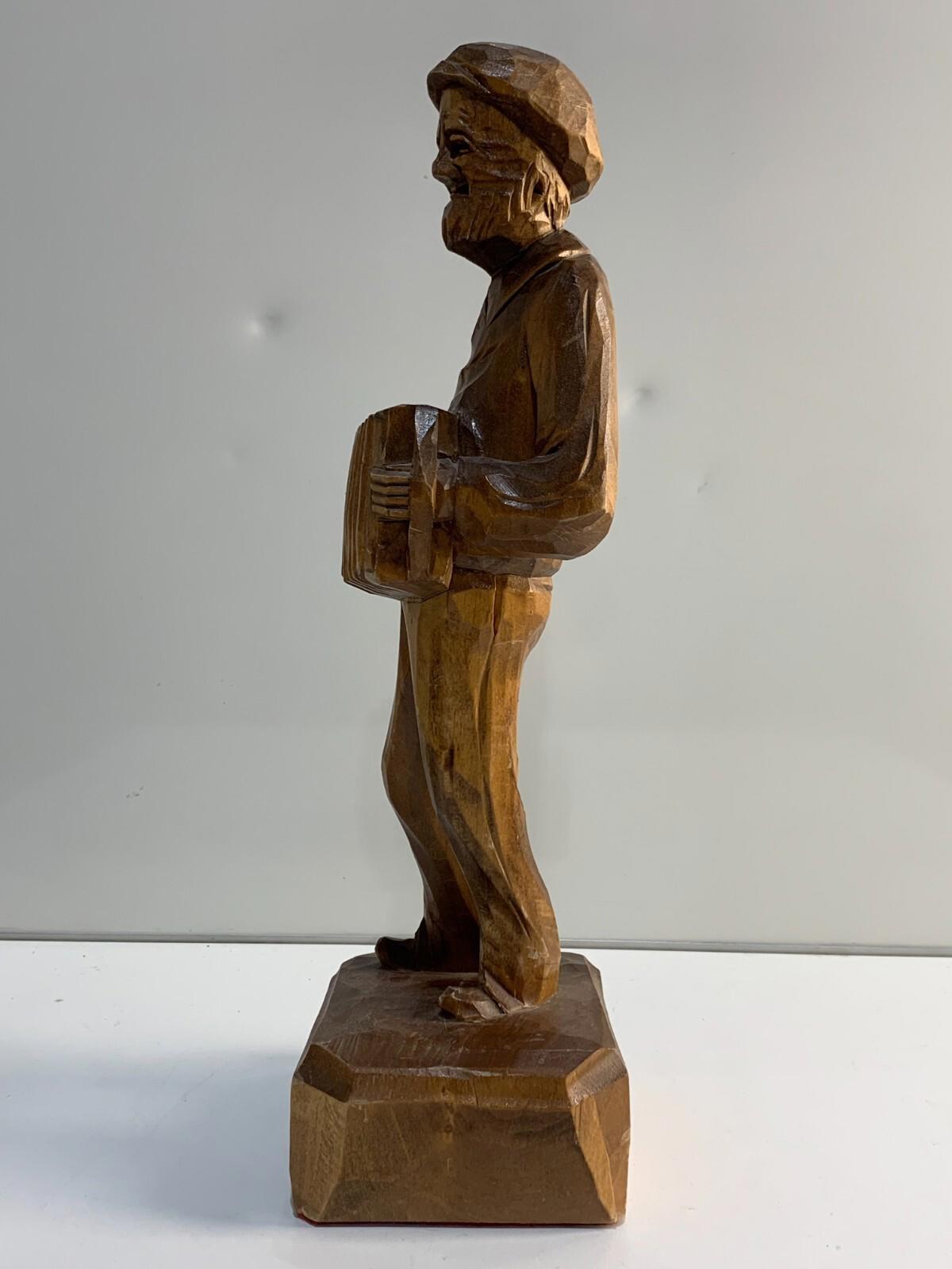 Vintage Hand Carved Paul E Caron Wooden Statue