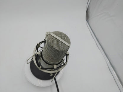 Excellent Condition MXL 990 Microphone Silver Untested + Stand & Pop Filter
