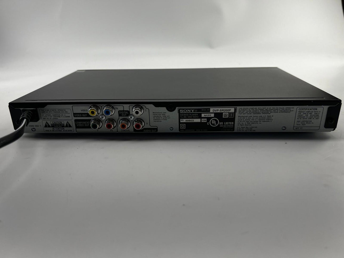 Sony CD/DVD Player DVP-SR-200P DVD Player Progressive Scan No Remote (Working)