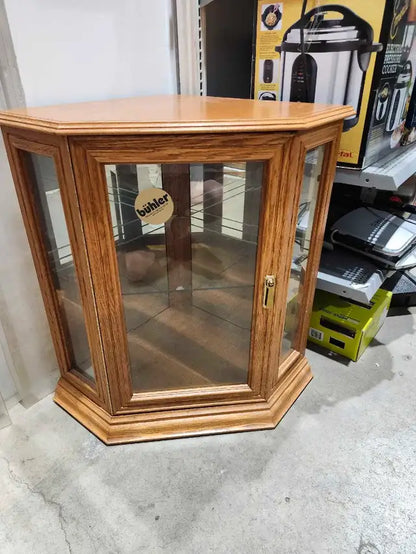 Buhler - Lighted Oak Corner Curio Cabinet
