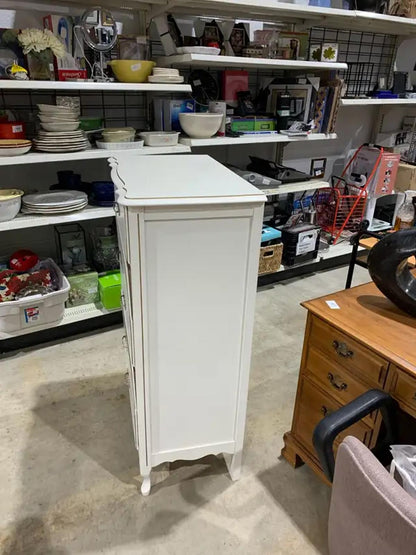 Tall White Vinatge Dresser with gold detail
