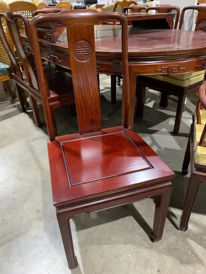 Rose Wood Longevity Symbol Extendable Dining Table Set