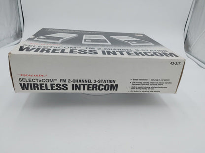 Brand New Realistic SELECTaCOM FM 2-Channel 3-Station Wireless Intercom 43-217