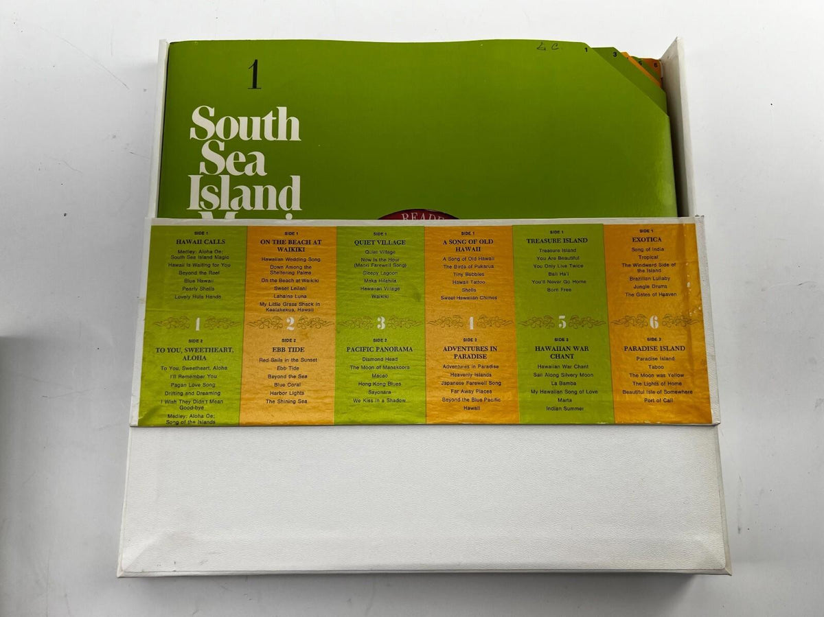 La magie des îles des mers du Sud — 1968 Reader’s Digest, coffret de 4 disques 33 tours 12 pouces, tiki luau