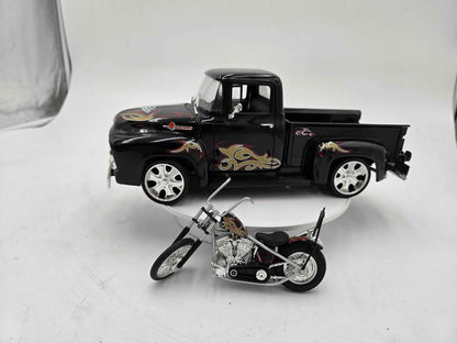 Hot Wheels 1:18 Diecast Ford Truck & Motorcycle Set West Coast Customs WHIPS