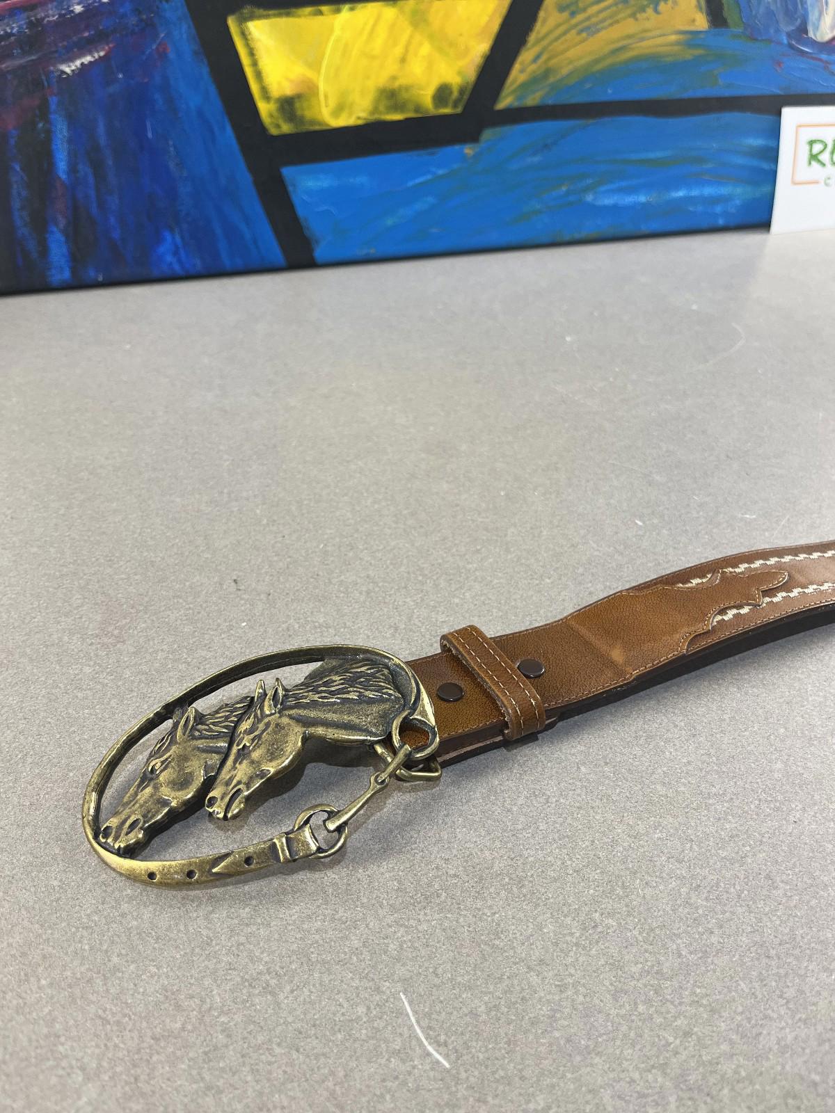 vintage brown leather belt by Justin made in the USA