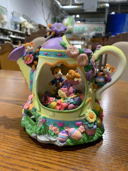 Music Easter Bunny Teapot Figurine