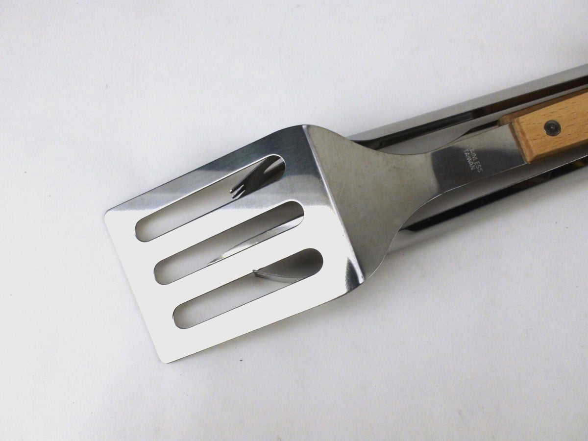 Good Cook BBQ Tool Set: Fork, Turner & Tongs Stainless Steel Wood Handle