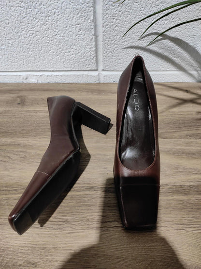 Aldo Women's Size 37 (US 6.5) High Heel Wedge Shoes Coffee Brown