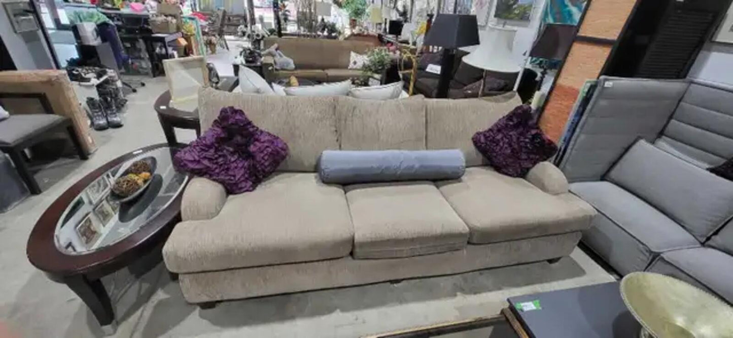 Large Sofa Beige with Textured Upholstery 7.5ft by 3.5ft