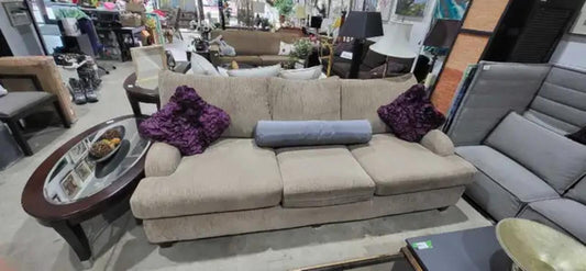 Large Sofa Beige with Textured Upholstery 7.5ft by 3.5ft