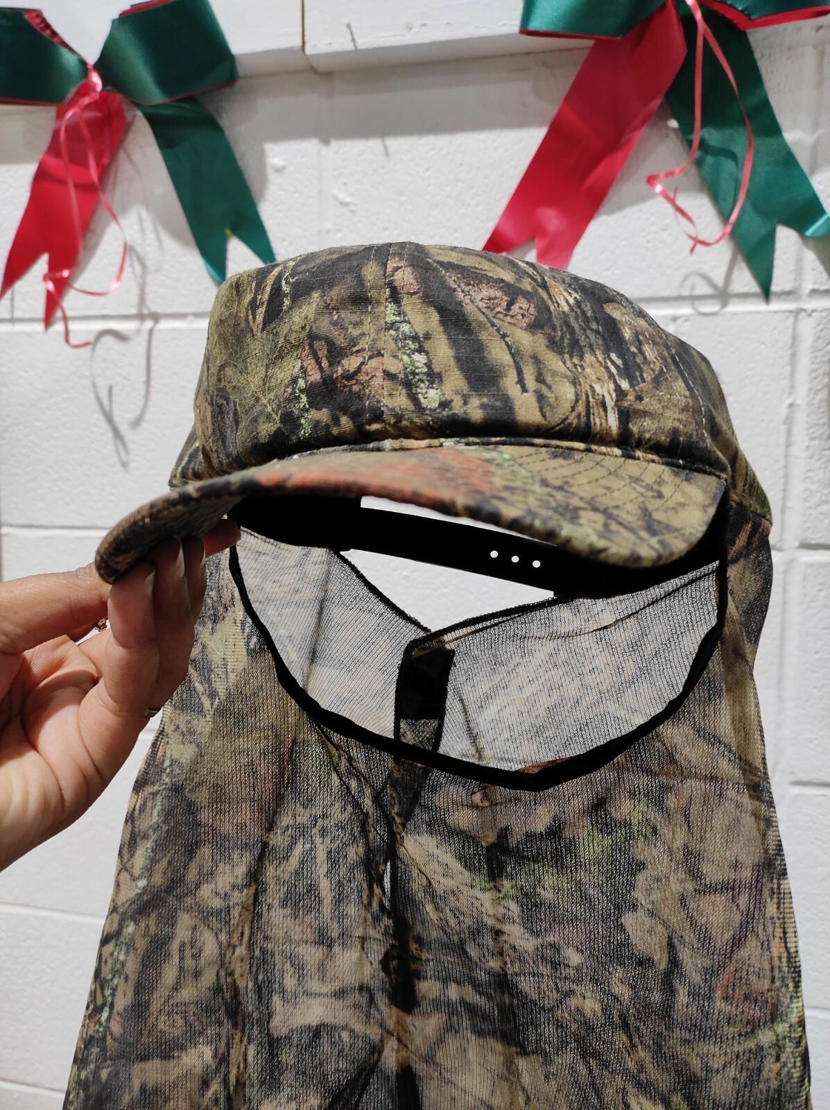 NWT Mossy Oak Hunting Cap Hat & Face Mask Net 15" Mesh Neck Cape Netting