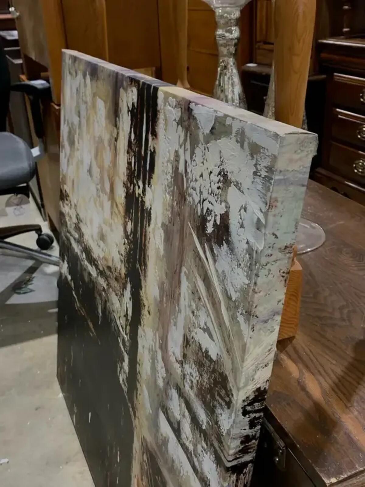 Abstract Canvas Wall Art with Dark and Earthy tones