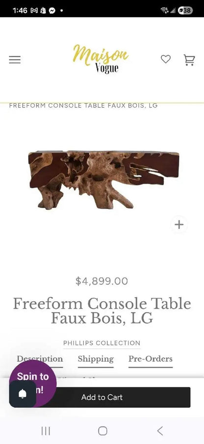 Philips Collection - Freeform Resin Cast Console Table