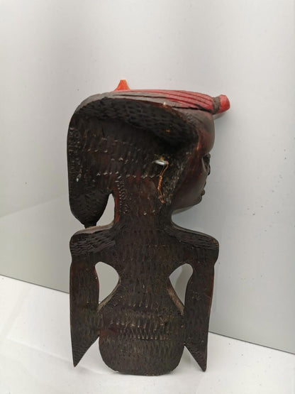 Carved Wooden African Man and woman Profile Wall Art decor collectible face art