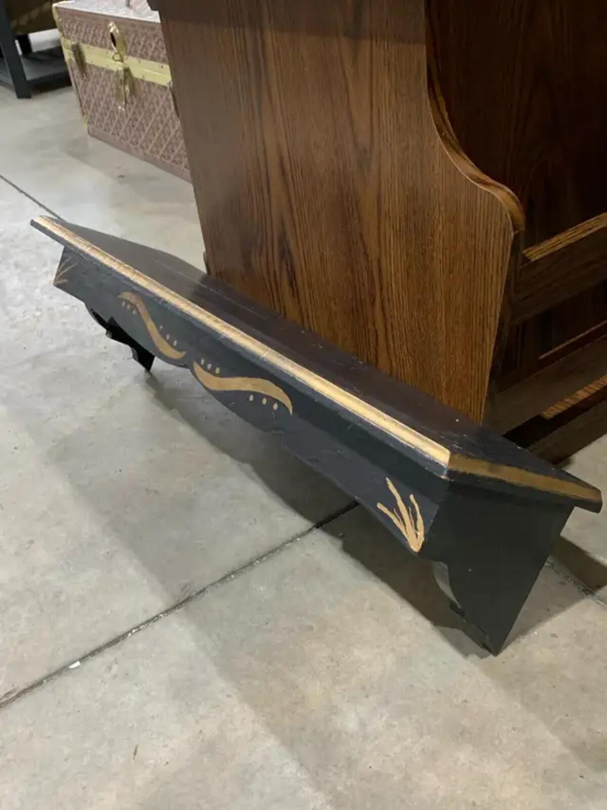 Black Wooden Shelf with Gold detail
