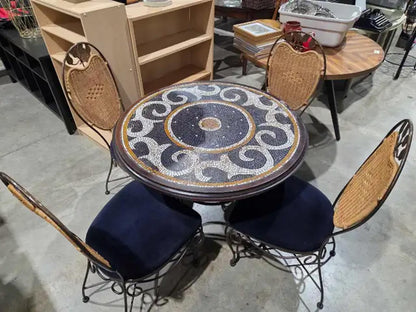 Iron Mosaic Tiled Dining Table & Chairs