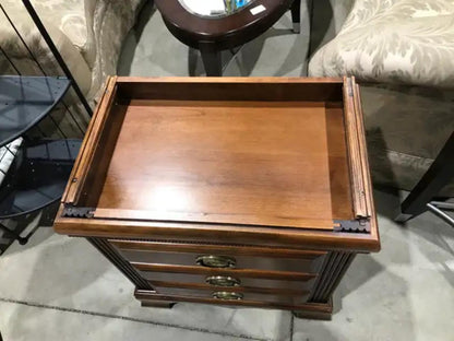 Drexel Wooden Nightstand - 3 drawer with hidden compartment