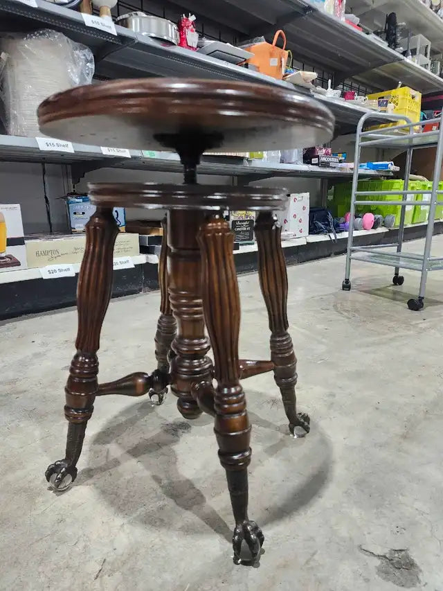 Antique Victorian Swivel Piano Stool/Claw Feet with Glass Balls