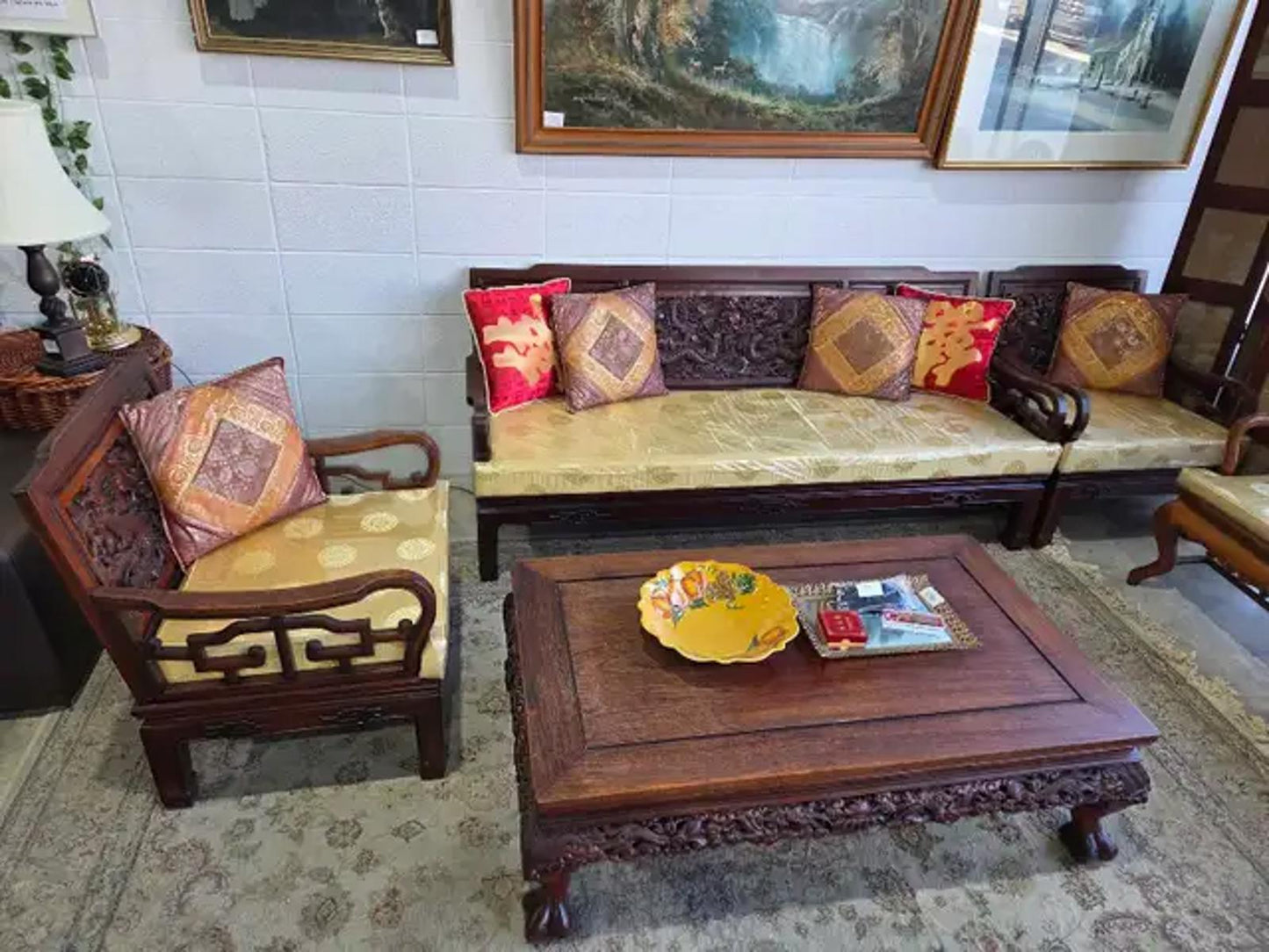 Carved Asian Living Room Set