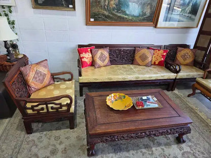 Carved Asian Living Room Set