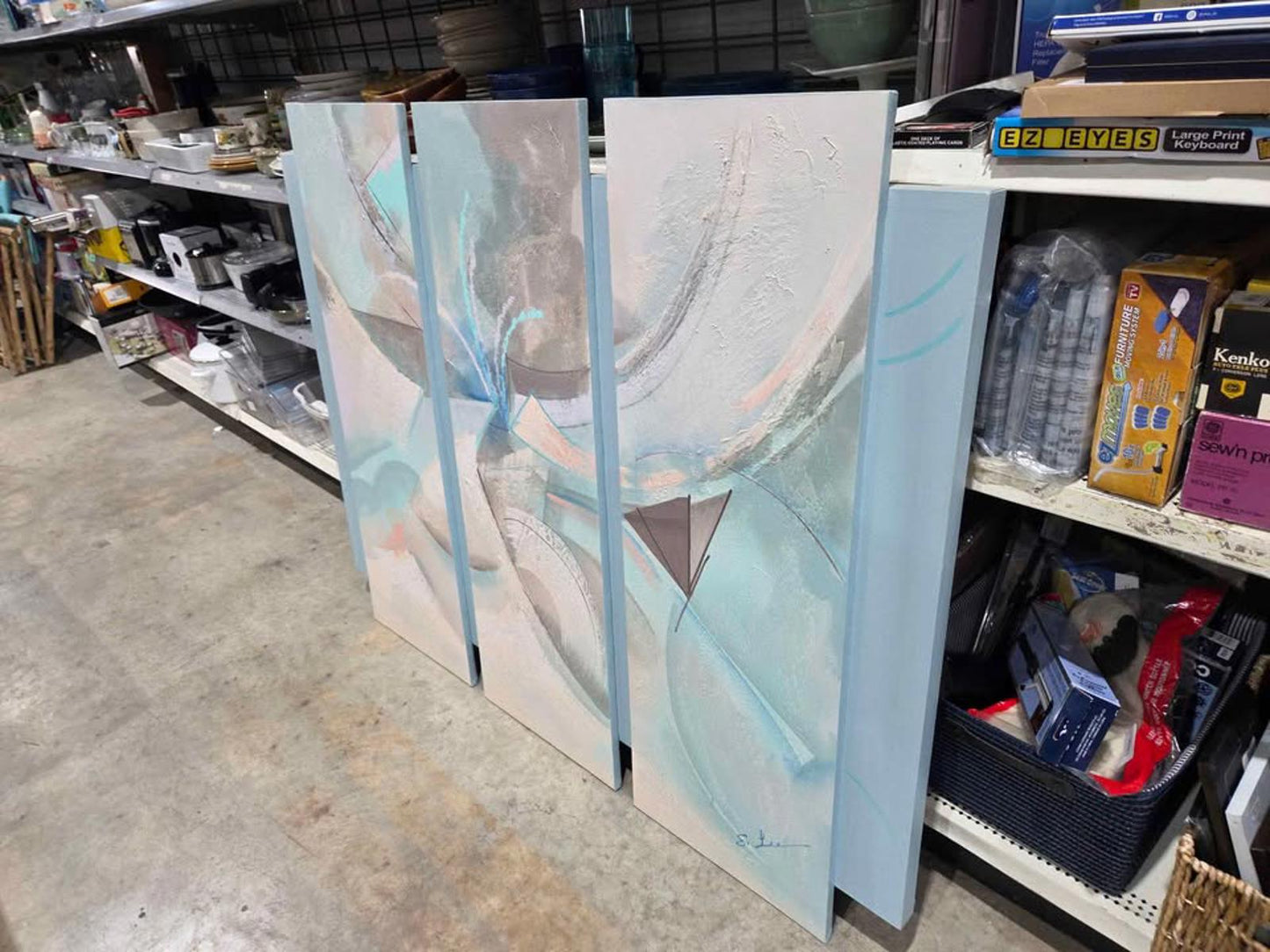 Abstract Art Triptych 3 Piece Canvas Set Pastel Colors