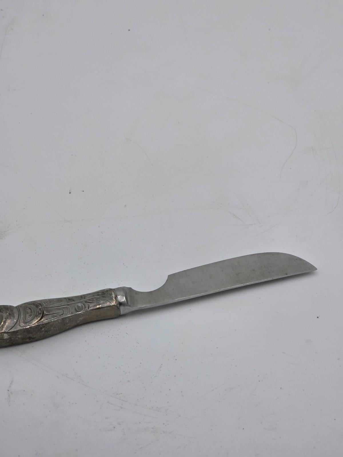 Vintage Pewter Eagle carved on Cheese or Steak Knife (Made in Canada)